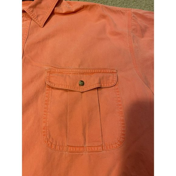 Eddie Bauer Button Up Shirt Mens XL Short Sleeve Pink Coral Rufton Twill - Picture 4 of 8